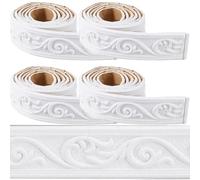 CRASPIRE Moulure de Couronne de 354 x 23cm en Mousse Blanche Auto Adhésive Flexible {2}D Collante Vintage Décorative pour Papier Peint Bordure Murale en Mousse Plinthe Miroir Lignes Murales Décoration