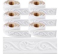 CRASPIRE Moulure de Couronne de 532 x 23cm en Mousse Blanche Auto Adhésive Flexible {2}D Collante Vintage Décorative pour Papier Peint Bordure Murale en Mousse Plinthe Miroir Lignes Murales Décoration
