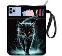craspire Pochette de Livre de Chat Noir couvertures de Livre d’Animaux Tissu Lavable Animaux imperméables carnet de Poche Poche Poche avec Fermeture éclair et Poche Avant supplémentaire