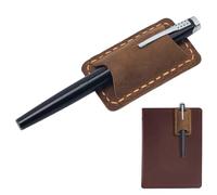 craspire Porte Stylo en Cuir Fait Main avec Clip Porte Stylo en Cuir de Vache pour Carnet Porte Crayon Robuste en Chameau Emplacement Unique avec Clip en Métal Pochette de Rangement pour Stylos