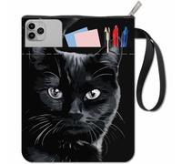 craspire Protège Livres Motif Chat Noir Protège Livres Animal pour Livres de Poche Lavable en Tissu avec Fermeture Éclair et Pochette Supplémentaire Idéal pour Les Amoureux des Livres Idéal comme