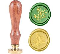 CRASPIRE Sceau de cire en forme de branche d'olivier - Tête en laiton - Poignée en bois - 25 mm - Pour décorer des enveloppes - Invitations de mariage - Emballage de vin