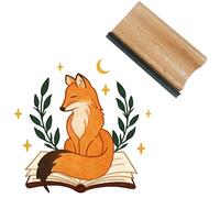 CRASPIRE Tampon carré en bois en forme de renard en forme d'animal - 4,1 x 4,1 cm - Bois naturel réutilisable - Décoration vintage - Petit sceau imprimé pour bricolage, journal, fabrication de cartes