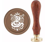 CRASPIRE Tampon de Cire à Cacheter Serpent et Tête de Mort Tampons de Cire à Cacheter Baroque 30 mm/1.18 pouces Tête en Laiton Amovible Tampon à Cacheter avec Manche en Bois pour Invitations, Cartes