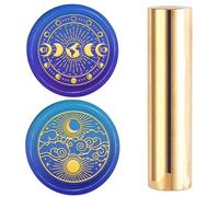 craspire Tampon de Cire céleste à Motif 2 Faces Sceau en Laiton doré Mini de 15 mm Colonne Vintage Soleil Lune Phase Nuage étoile tampons de Cire pour Invitations de Mariage décoration Emballage