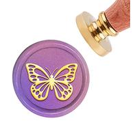 craspire Tampon de Cire Papillon Vintage Timbres de Cire Animal 30 mm Tête Amovible en Laiton Tampon à Cacheter avec Manche en Bois pour Invitations, Cartes, Emballages Cadeaux