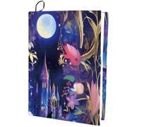 craspire Tissu de Couverture de Livre de Fleur couvertures de Livre Extensible 15,7 x 9,8 Pouces château fée Lune Grand Nylon élastique réutilisable Lavable Protecteur Blocs adapté à 9 x 11 Pouces