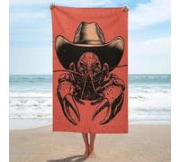 Crawfish portant un chapeau de cowboy occidental rustique serviette de plage en microfibre anti-sable grande serviette de douche multi-usages absorbante pour salle de bain piscine 130 x 80 cm