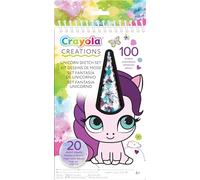 CRAYOLA- Créations, Kit Licorne Fantasie, Album de 20 pages à colorier et 100 autocollants, Activité créative pour enfants à partir de 6 ans, Couleurs assorties, 04-1174
