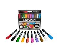 CRAYOLA Marqueurs Acryliques Pointe Ronde 10 pcs, Set Couleurs Acryliques pour Adultes, Papier, Bois, Toile, Galets, Verre, 14+