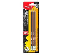 Maped Crayon à papier 851711 Graphite Black'Pep's HB - embout gomme - Blister de 3