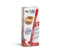 Crayon Carioca Oops Rouge 0,7 mm (12 Unités) | Boîte de 12 stylos à bille effaçables rouges avec capuchon, 2 gommes, poignée ergonomique pour bureau