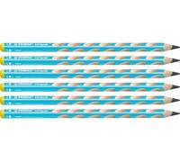 Crayon graphite ergonomique - STABILO EASYgraph - Lot de 6 crayons graphites HB (bleu clair) - Gaucher