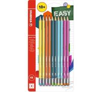 Stabilo Pack 10 Crayons Graphite Pencil 160 Bout Gomme Hb - 5 Coloris Assortis