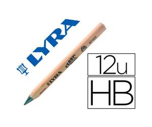 Crayon graphite lyra ferby nature b gros module 12cm bois de hetre corps triangulaire mine 6mm etui 12 unites