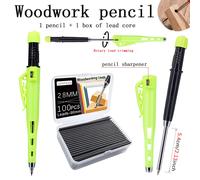 Crayon mécanique de charpentier créatif à tête longue de 54 mm avec 1 boîte de mines, crayon de marquage pour le travail du bois à trou profond de 2,8 mm, outil de dessin blue pen 1 box lead