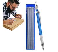 Crayon mécanique en métal - Stylo de soudeur | Stylo de menuisier mécanique | 12 recharges rondes argentées 2,0 mm | Stylo de marquage en acier | Outils de coupe de tuyau, taille-crayon intégré pour