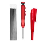 Crayon Menuisier Professionnel avec 2,8 mm Recharges Solides, Crayon de Chantier Mécanique Étanche avec Taille-crayon Intégré Étui, Marqueur de Construction pour Bois, Métal, Béton, Verre, Carrelage