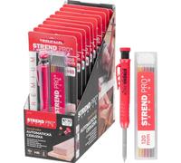 Crayon Strend Pro Premium, avec clip, pointe acier, crayon de charpentier, marqueur avec tailleur, avec 6 mines, set