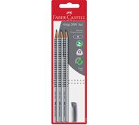 FABER-CASTELL 117097 - Crayon GRIP 2001, dureté B, lot de 3 avec une gomme