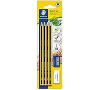 Crayons à Papier HB - STAEDTLER - Noris 120 - Étui de 4 Crayons - Gomme Rasoplast - Taille-crayon inclus