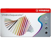 Crayons aquarellables Stabiloaquacolor Étui métallique contenant 36 crayons Lot de 2 pièces
