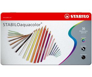Crayons aquarellables Stabiloaquacolor Étui métallique contenant 36 crayons Lot de 2 pièces