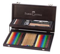 Faber-Castell Crayons couleurs Beaux-Arts 110084 – Coffret bois 53 pièces à deux niveaux