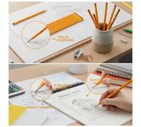Crayons de bois, forme hexagonale, âme en graphite, couleur jaune