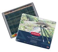 Crayons de couleur DERWENT Artists, 24pcs dans une boîte en métal