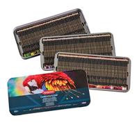 Derwent Chromaflow 2306263 Lot de 150 crayons dans une boîte métallique à noyau rond de 3,5 mm d'épaisseur et estompables avec texture lisse, parfaits pour le dessin, le coloriage et la superposition,