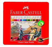 Crayons de couleur - FABER-CASTELL - Boîte métal 24 crayons - Mine 3.3 mm - Écologique - Hexagonal