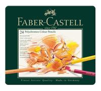 Faber-Castell Crayons de couleur Polychromos 24 – Étui métal, mine 3.8 mm
