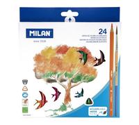 Crayons De Couleur Triangulaires Aquarellables 24 Pièces + Pinceau