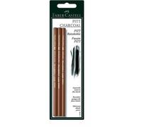 Crayons Fusain - Sec - Noir Intense - Tendre, Moyen, Dur - Faber-Castell - 3 Pièces