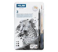 Crayons graphite - Aquarelle - HB, 4B et 8B - Accessoires - Boîte métal - Milan