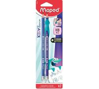Maped - 2 Crayons à Papier + 1 Guide Doigts Amovible - Guide-doigts en Matière soft de couleur bleu - Outil d’apprentissage Ecriture pour Crayons Graphites