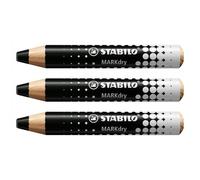 Crayons marqueur STABILO - Lot de 3 - Pointe fine - Noir - Effaçable