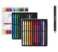 Crayons pastel secs, coffret de 24, extra fins, avec porte-crayons et planche de papier