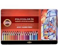 Crayons polychromes 36 couleurs emballage métallique