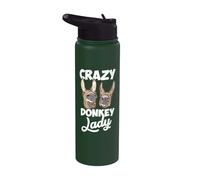 Crazy Donkey Lady Citation drôle âne amoureux animal de la ferme Stainless Steel Insulated Water Bottle