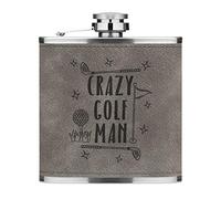 Crazy Golf Homme 6oz Cuir PU Hip Flasque Gris Luxe