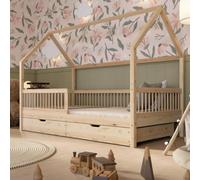 Crazy Pine Lit Cabane avec tiroirs Montessori Crazy Polly 80x160 cm Nature