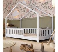 Crazy Pine Lit Cabane Montessori Crazy House 100x200 cm - Blanc