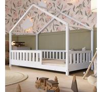 Crazy Pine Lit Cabane Montessori Crazy House 90x200 cm - Blanc