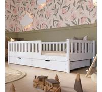 Crazy Pine Lit Enfant avec Tiroirs Montessori Crazy Basic 100x200 cm Blanc