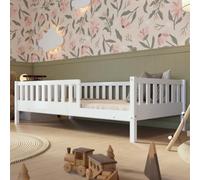 Crazy Pine Lit Enfant Montessori Crazy Basic 140x200 cm Pieds 19 cm Blanc