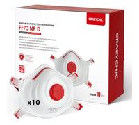 CRAZYCHIC - 10 Masque FFP3 NR D - Masque Coque Anti Poussière avec Valve Norme CE EN149 - Protection Respiratoire Pollution Fumée - Masque Travaux Peinture Chantier Industrie Chimie
