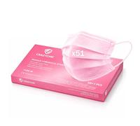 CRAZYCHIC - x51 Masque Chirurgical Médical ROSE Type IIR - Certifié CE Norme EN14683 - Masque Jetable 3 Plis Protection Respiratoire - Haute Filtration EFB>99% - Lot de 51 pièces