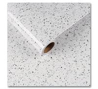 CRE8TIVE Papier peint autocollant en granit brillant - Blanc - 60 cm x 300 cm - Film adhésif pour meubles - Terrazzo - Film adhésif pour meubles, cuisine, salle de bain, armoire, plan de travail